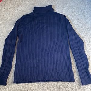 Navy Blue Ribbed Turtleneck